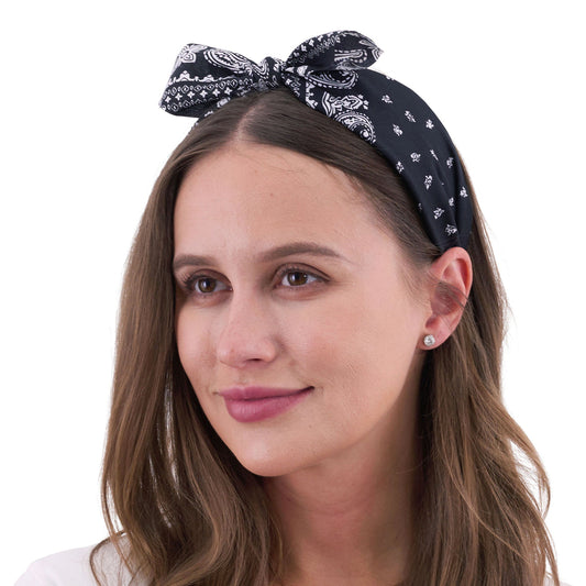 Retro Printed Headband – Black