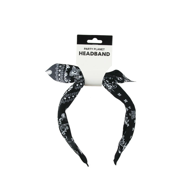 Retro Printed Headband – Black - alternate view