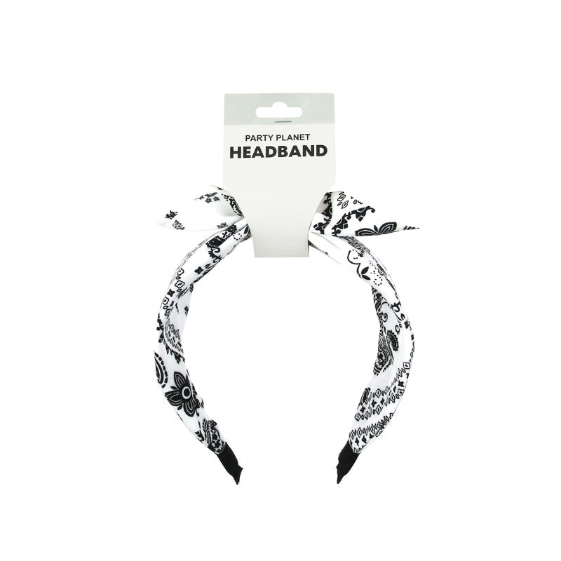 Retro Printed Headband – White - alternate view