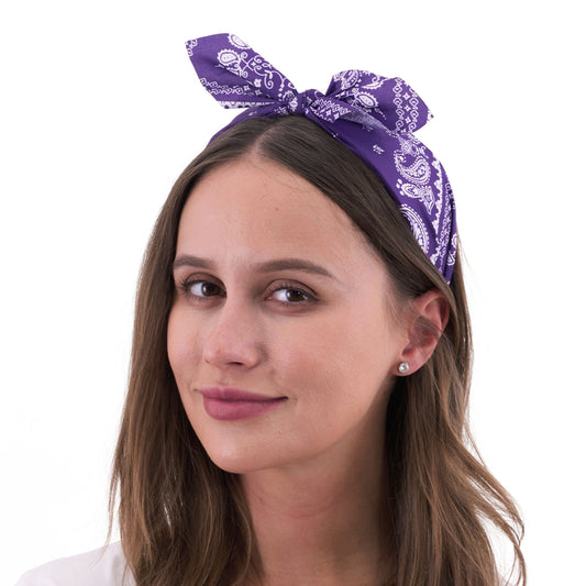 Retro Printed Headband – Purple